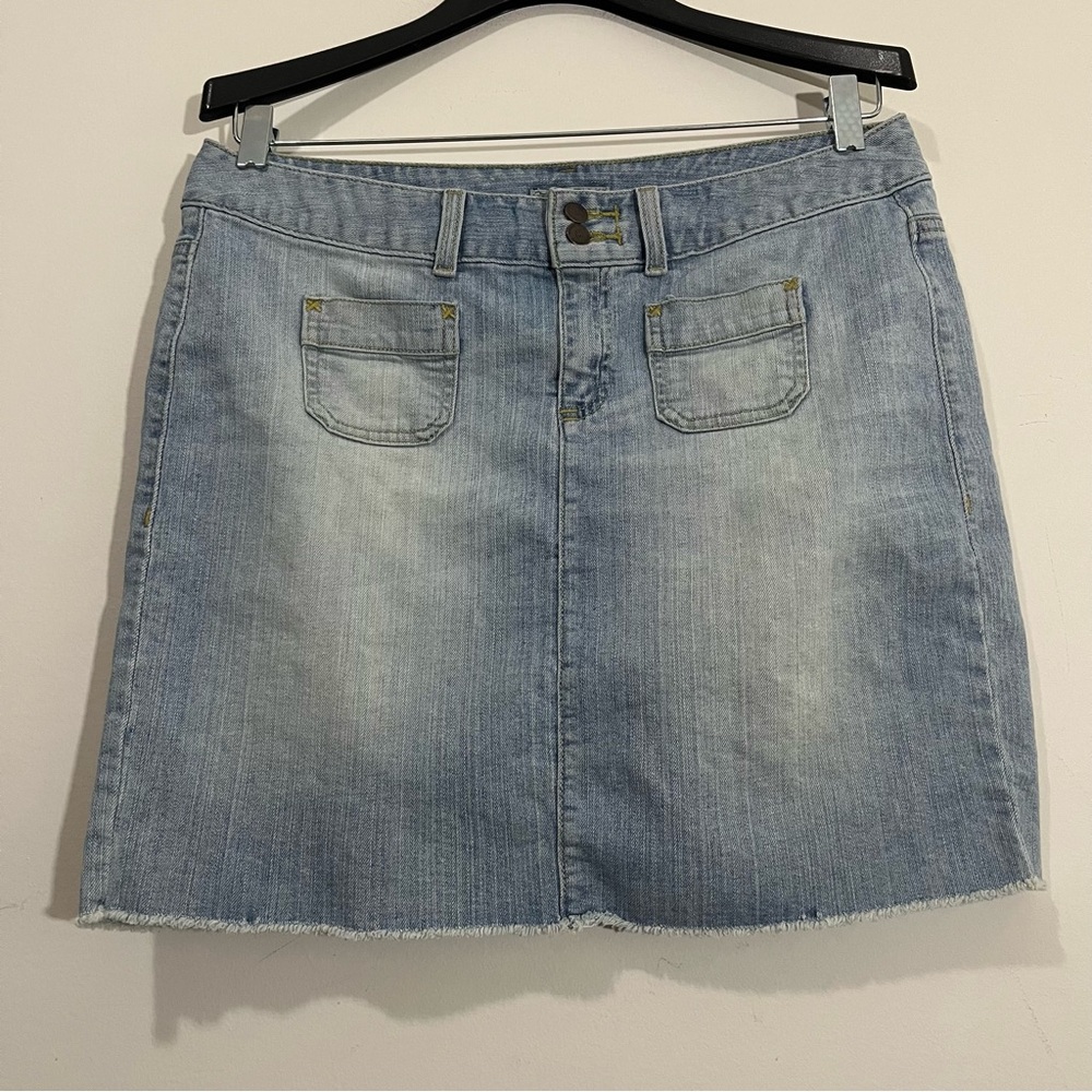 Tommy Hilfiger Denim Low Rise Skirt Womens 10 Blue Light Wash Cotton Y2K Pocket